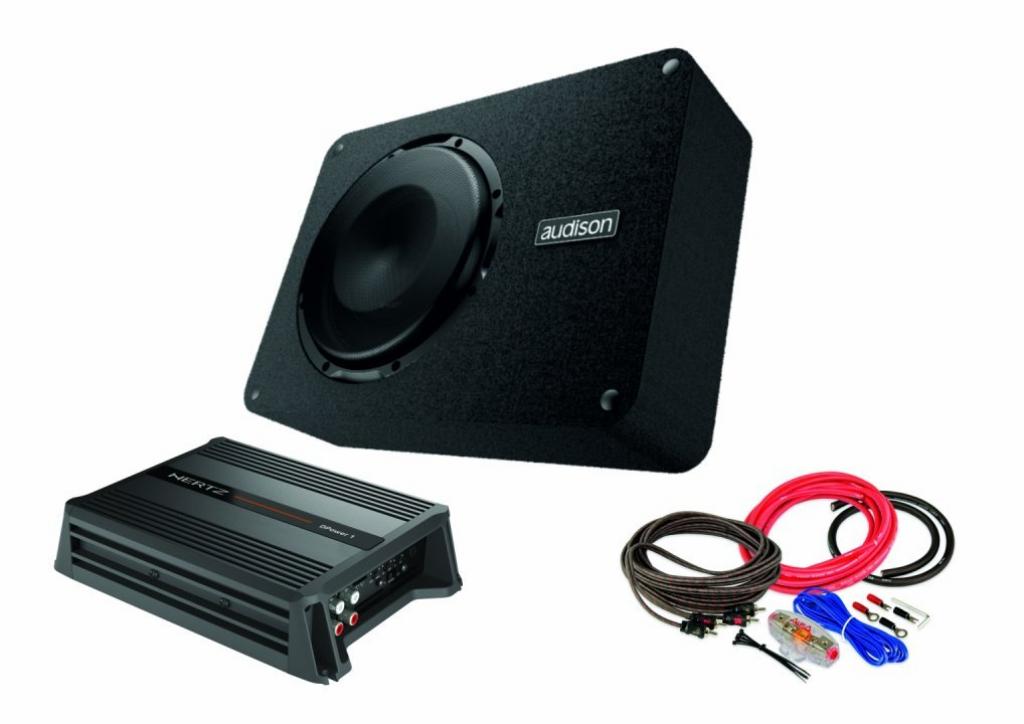 Pachet de Bass Audison APBX 8R + Amplificator Hertz D POWER 1 + Kit de cabluri avmall imagine noua